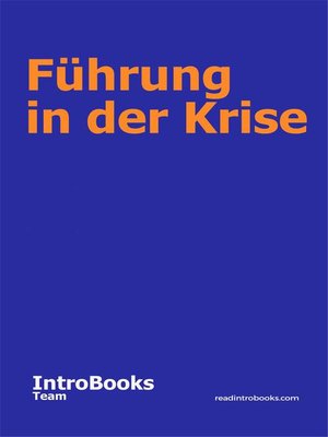 cover image of Führung in der Krise